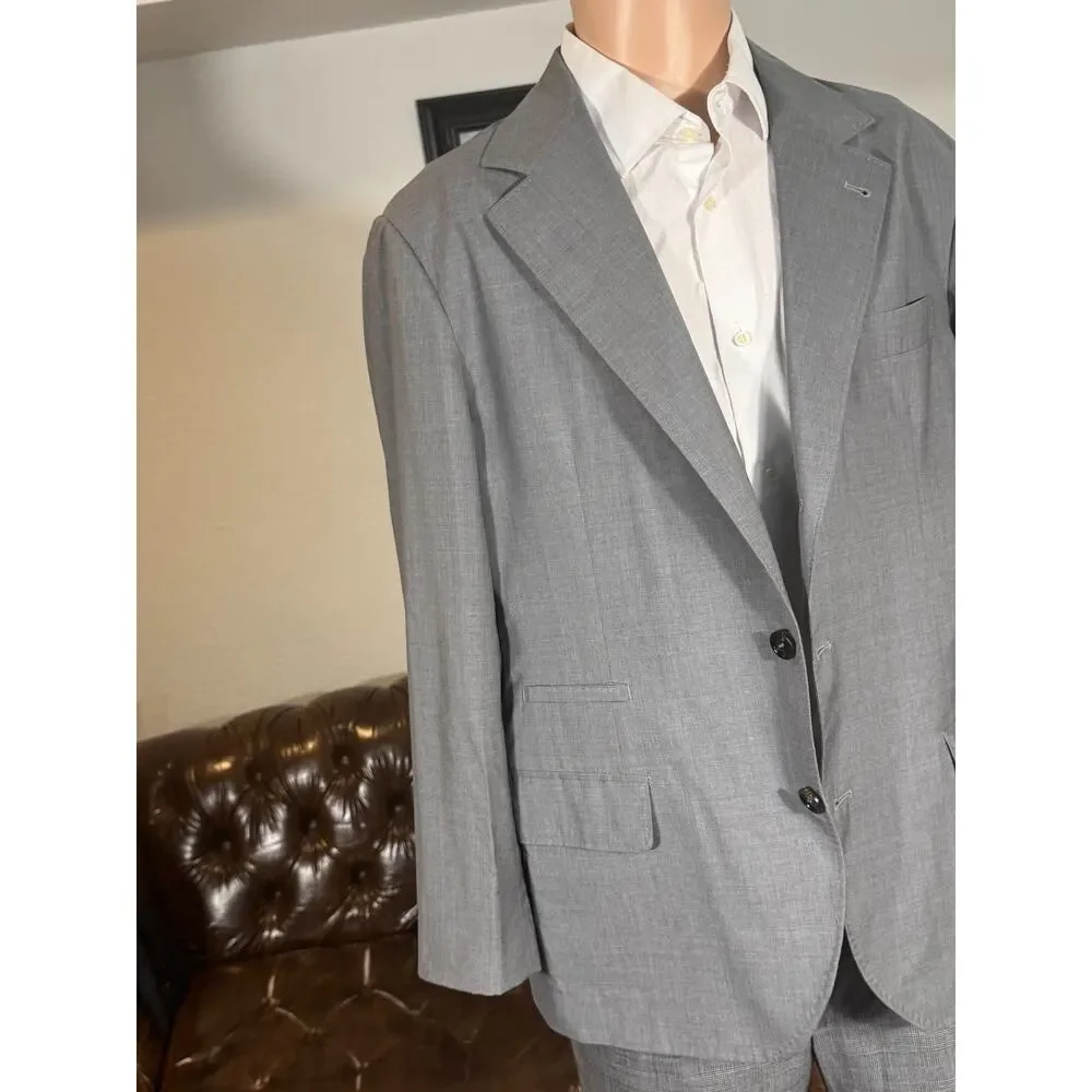 Brunello Cucinelli Gray Wool Silk Blazer Sportcoat 50R 40R EUC Unstructured